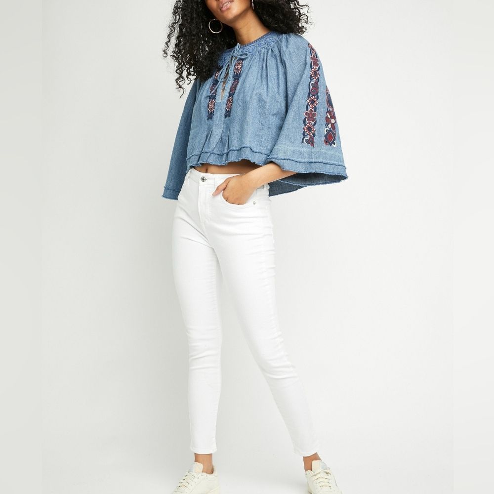 Free People‎ White High Rise Skinny Jeans Size 28 Denim Pants